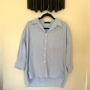 Pomander Place Blue oversized Button Down Shirt